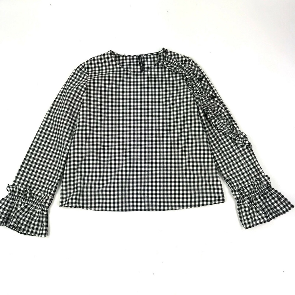 Zara Trafaluc Long Sleeve Ruffle Blouse Top Sz XS - Picture 1 of 6